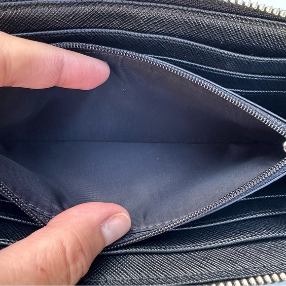 Coach Zip Wallet Signature Jacquard Black Size 8"x4" - Picture 10 of 10